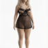 Midnight Muse Sheer Lace Babydoll Lingerie Set - Black