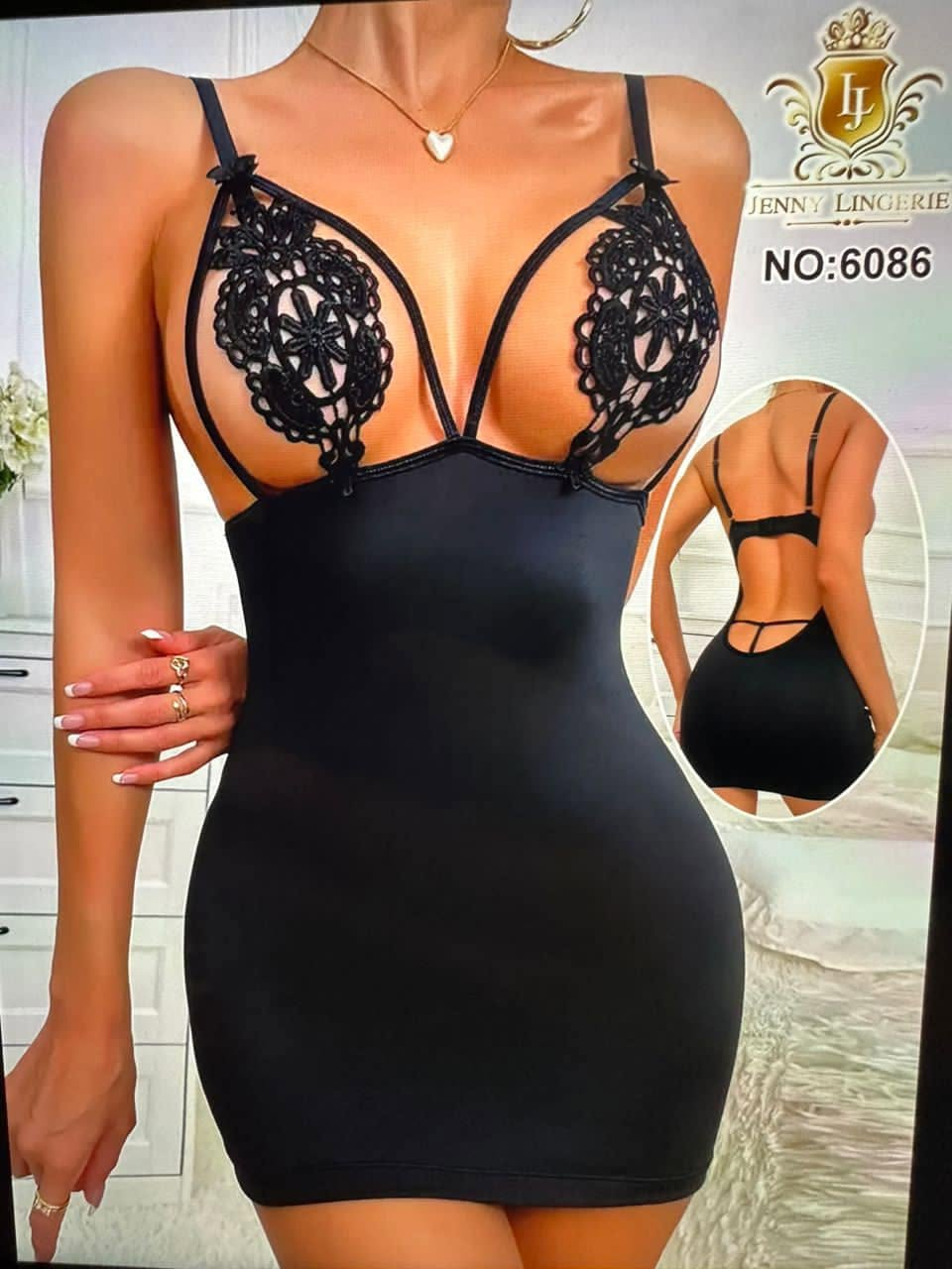 Midnight Allure Floral Lace Bodycon Chemise Nightdress