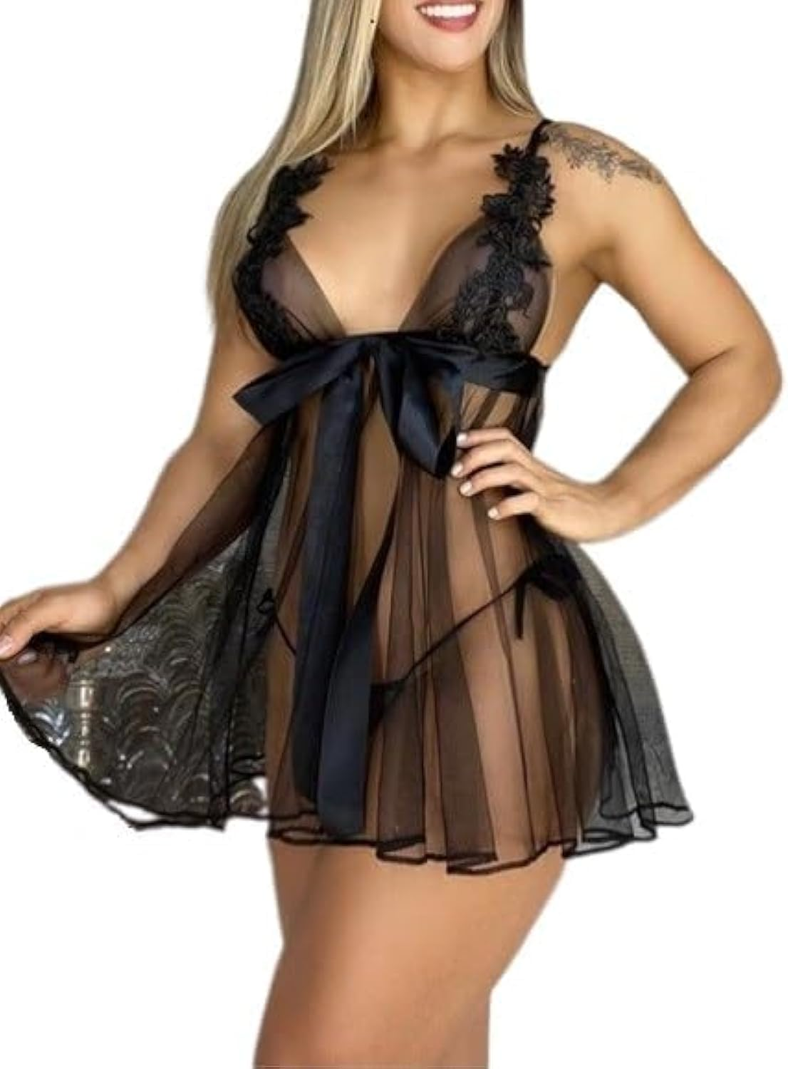Noir Enchant Sheer Mesh Babydoll